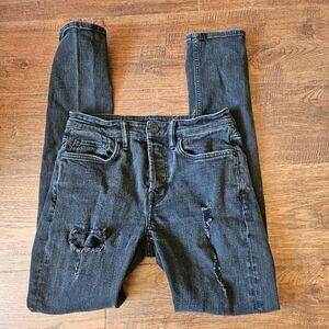 All Saints Cigarette Damaged Black Jeans